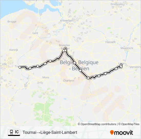 Trein IC lijnkaart