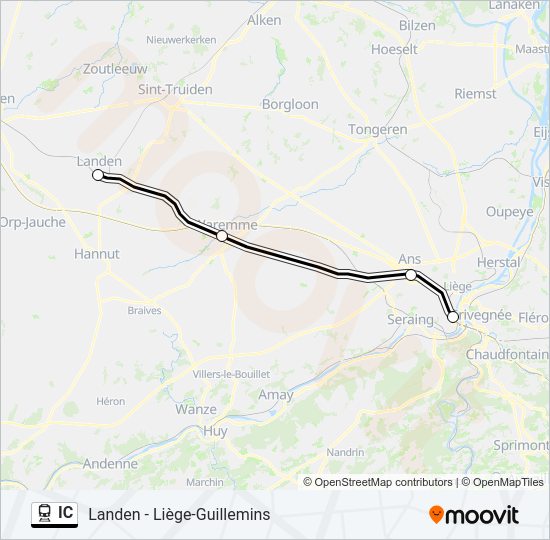 Plan de la ligne IC de train