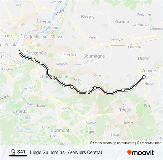 Plan de la ligne S41 de train