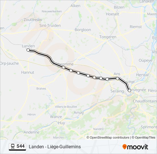 Plan de la ligne S44 de train