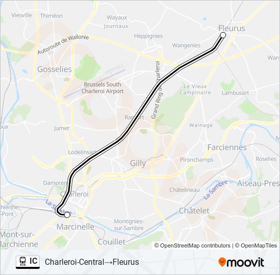 Plan de la ligne IC de train