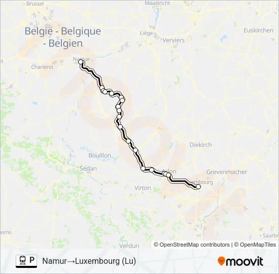 Trein P lijnkaart