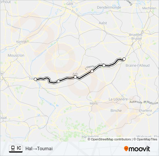 Plan de la ligne IC de train