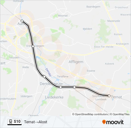 Plan de la ligne S10 de train