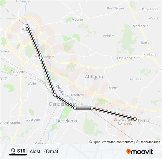 Plan de la ligne S10 de train