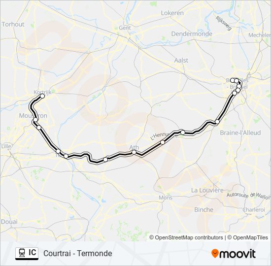 Plan de la ligne IC de train