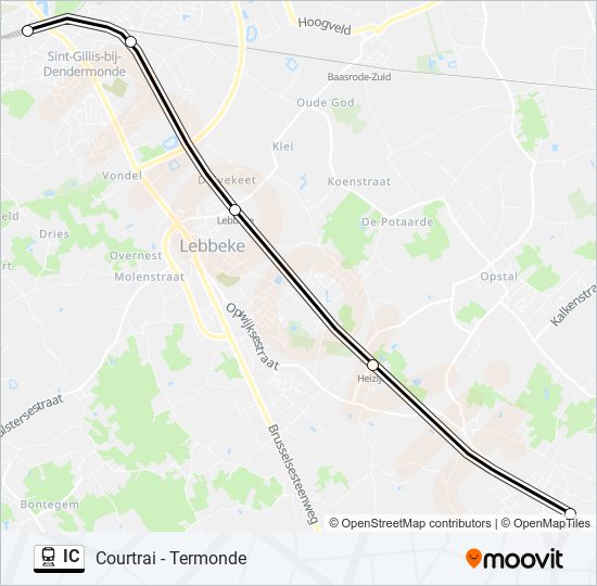 Plan de la ligne IC de train