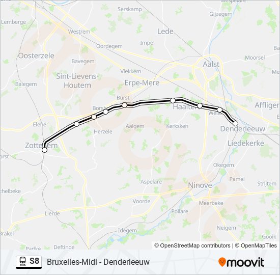 Plan de la ligne S8 de train