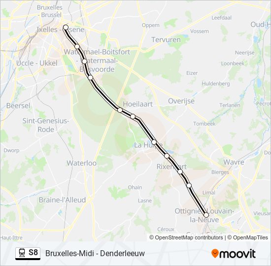 Plan de la ligne S8 de train