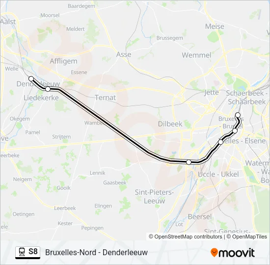 Trein S8 lijnkaart