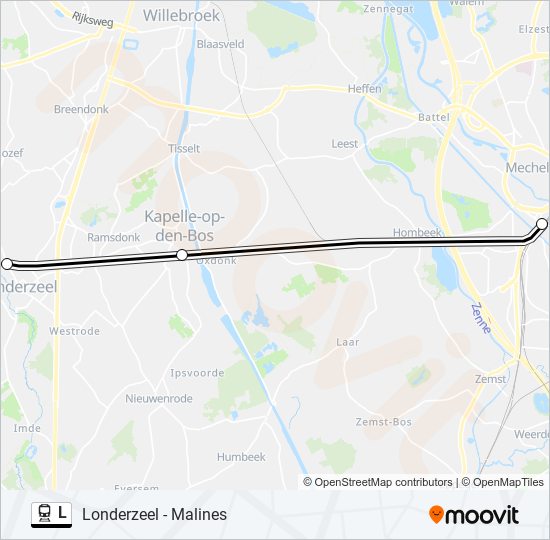 Trein L lijnkaart