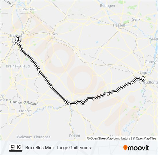 Plan de la ligne IC de train