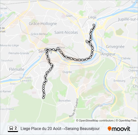 Plan de la ligne 2 de bus