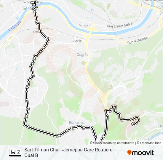 Bus 2 lijnkaart