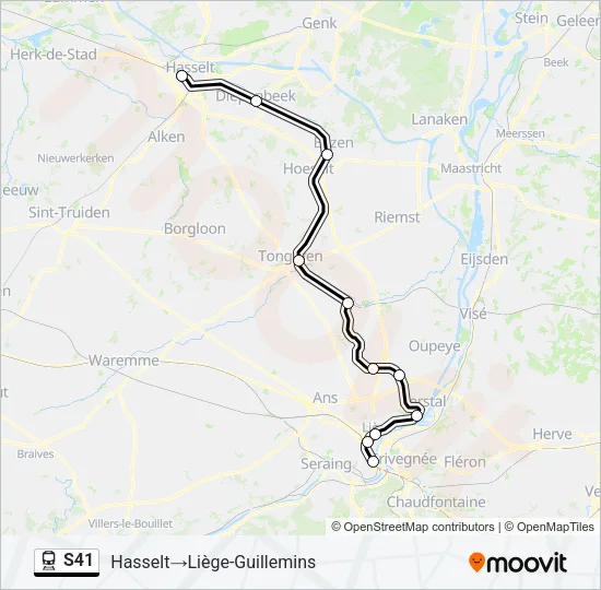 Plan de la ligne S41 de train