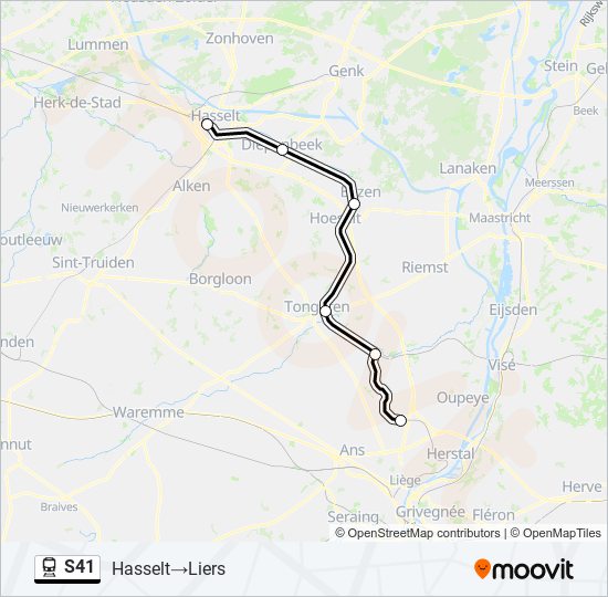 Plan de la ligne S41 de train