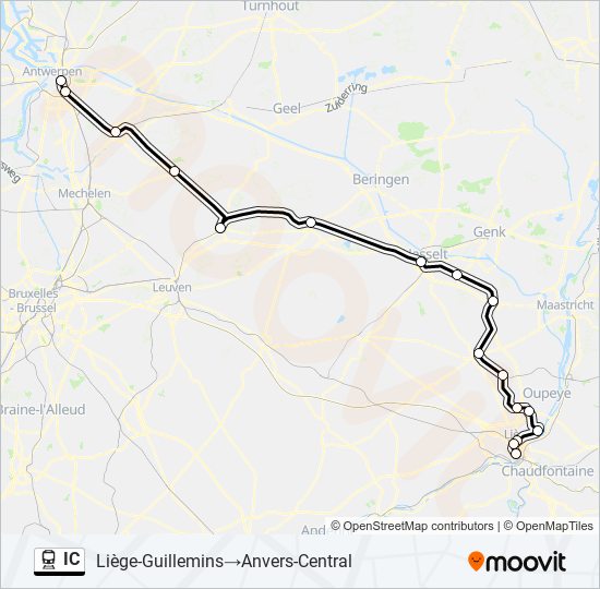 Plan de la ligne IC de train