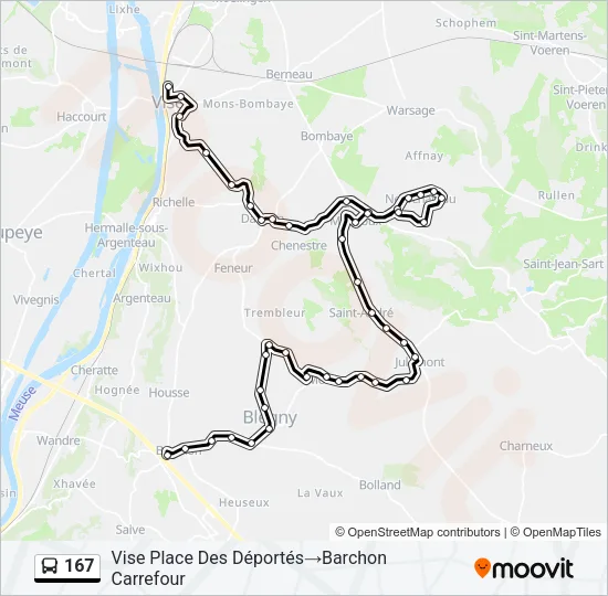167 Bus Line Map