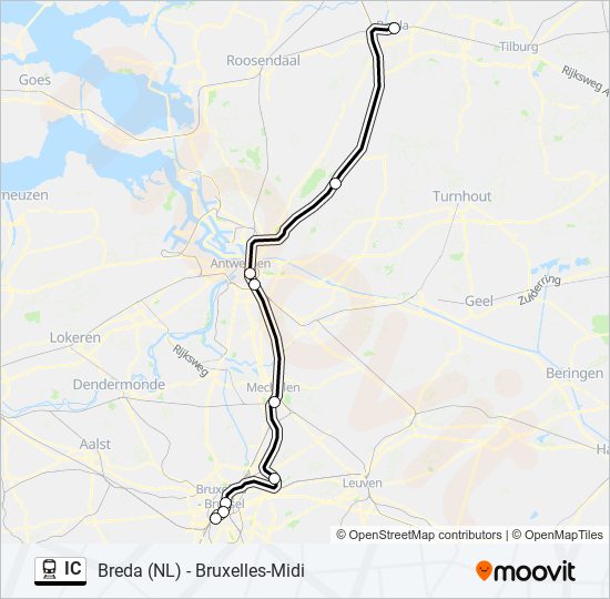 Plan de la ligne IC de train