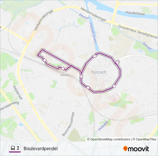 Plan de la ligne 2 de bus