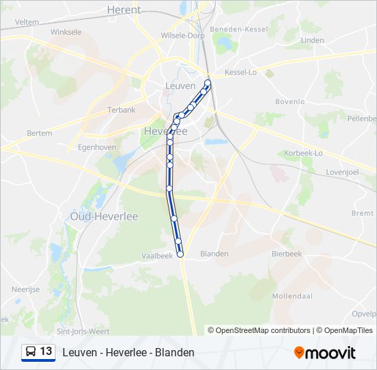 Plan de la ligne 13 de bus