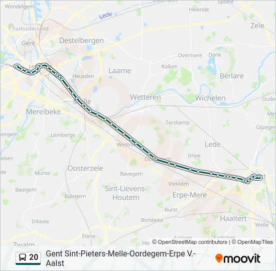 Plan de la ligne 20 de bus
