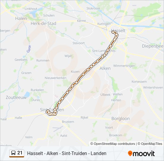 21 bus Line Map