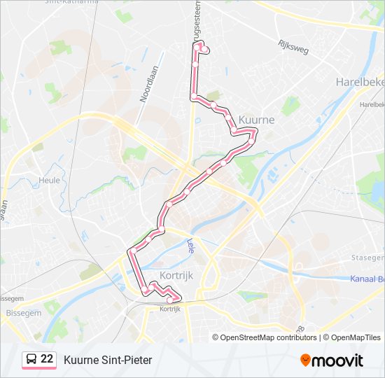 Plan de la ligne 22 de bus