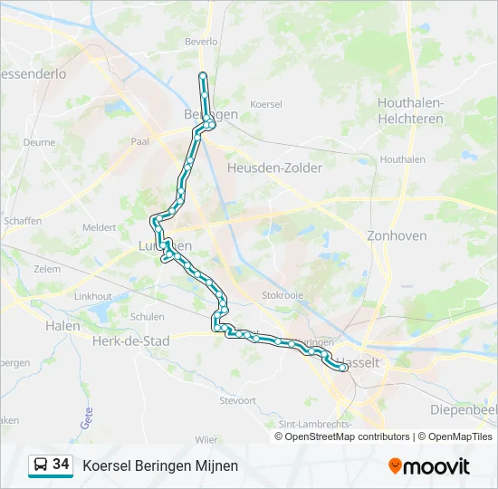 34 Bus Line Map