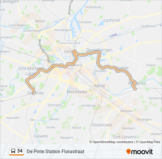 34 bus Line Map