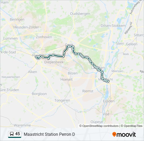 Plan de la ligne 45 de bus