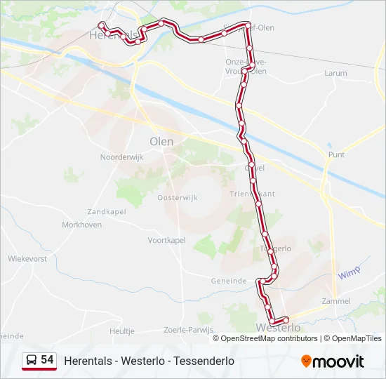 54 Bus Line Map