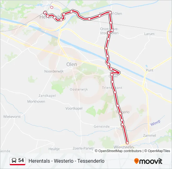 54 Bus Line Map