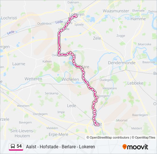 Plan de la ligne 54 de bus