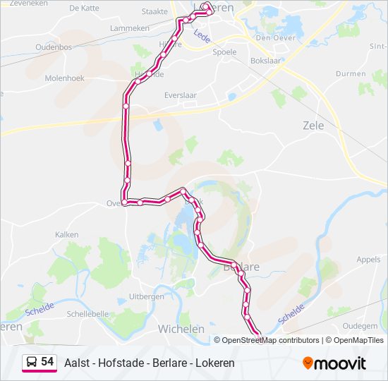 Plan de la ligne 54 de bus