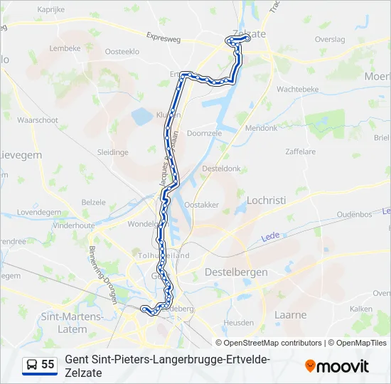 55 Bus Line Map