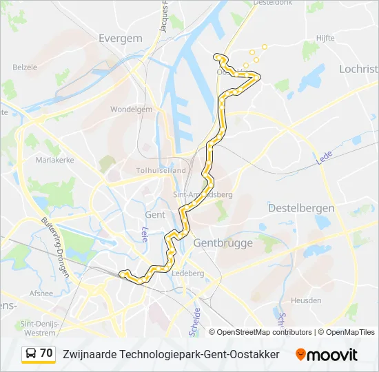 70 Bus Line Map