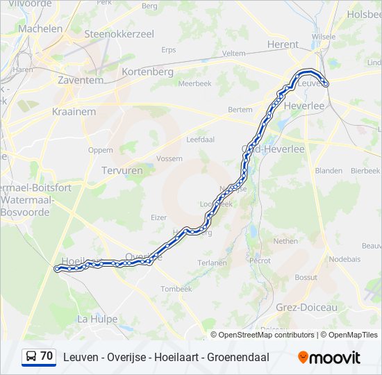 Plan de la ligne 70 de bus