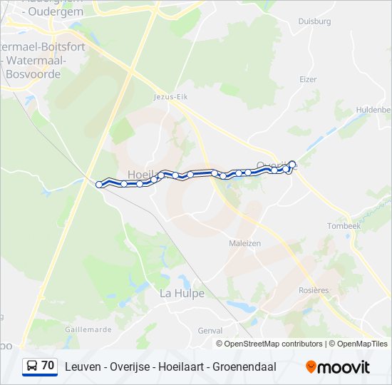 Plan de la ligne 70 de bus