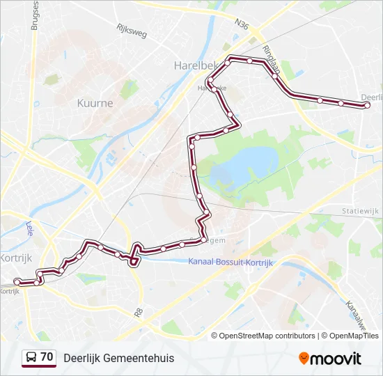 70 Bus Line Map