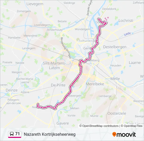 71 Bus Line Map