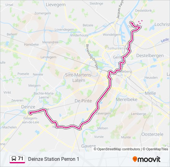 Plan de la ligne 71 de bus