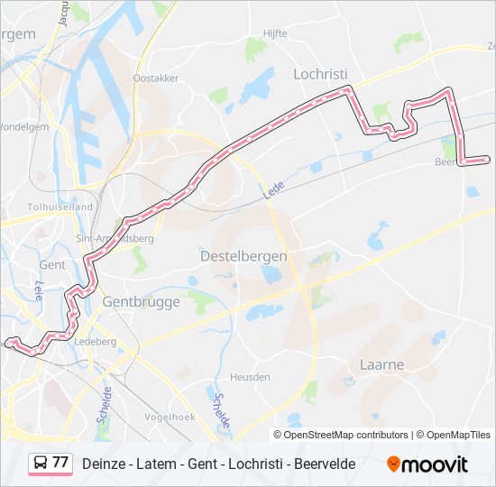 Plan de la ligne 77 de bus