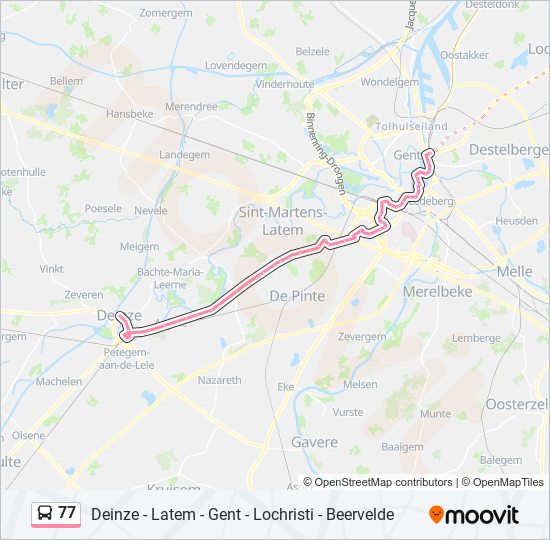 Plan de la ligne 77 de bus