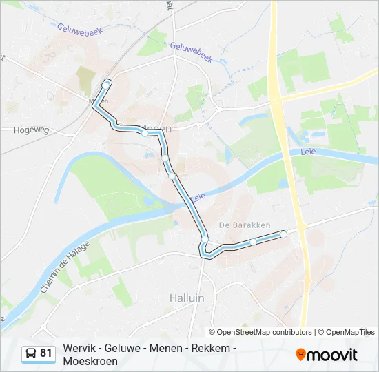 Plan de la ligne 81 de bus