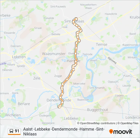 91 Bus Line Map