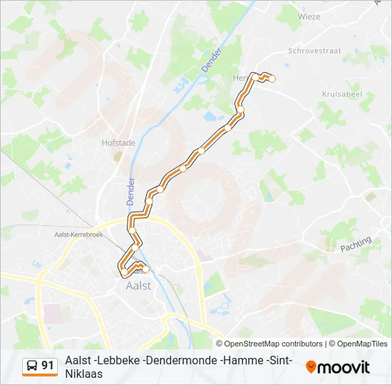 91 Bus Line Map