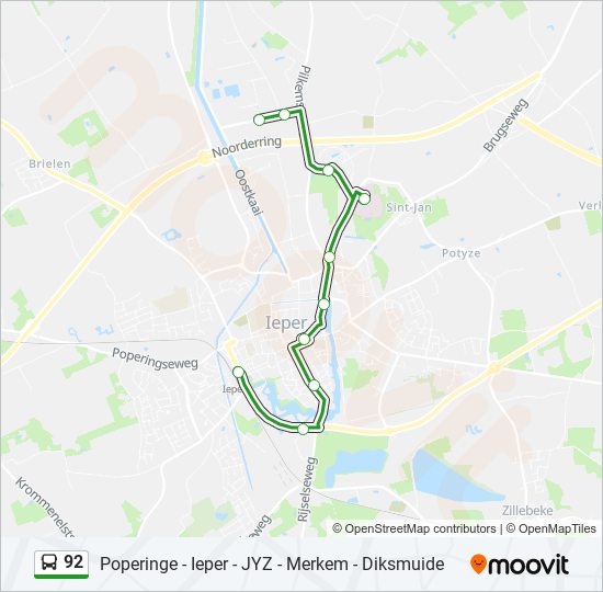 Plan de la ligne 92 de bus