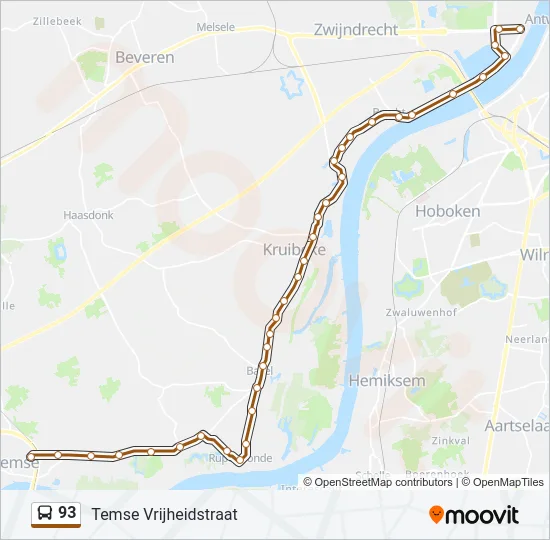 93 Bus Line Map