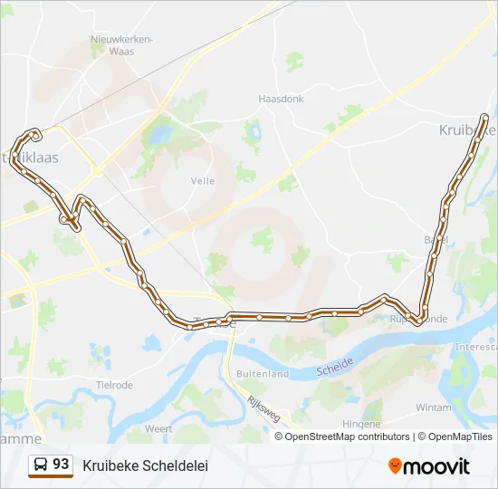 93 Bus Line Map